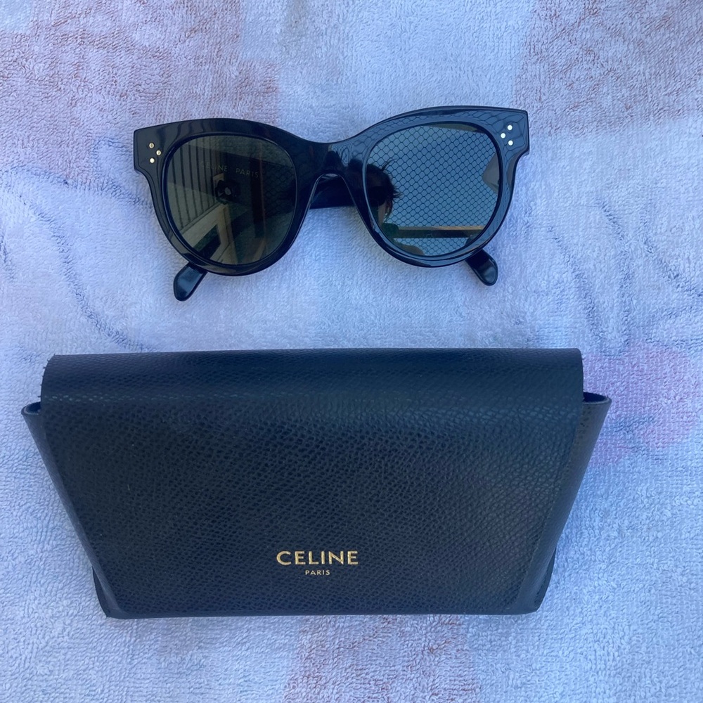 Celine Black Cat-Eye Sunglasses with Black Case